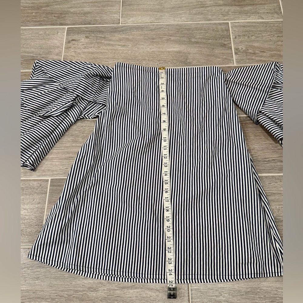 NWT! FAITHFULL THE BRAND Phi Phi Navy Soho Stripe Print Ruffle Mini Dress Size 2 - Picture 10 of 16